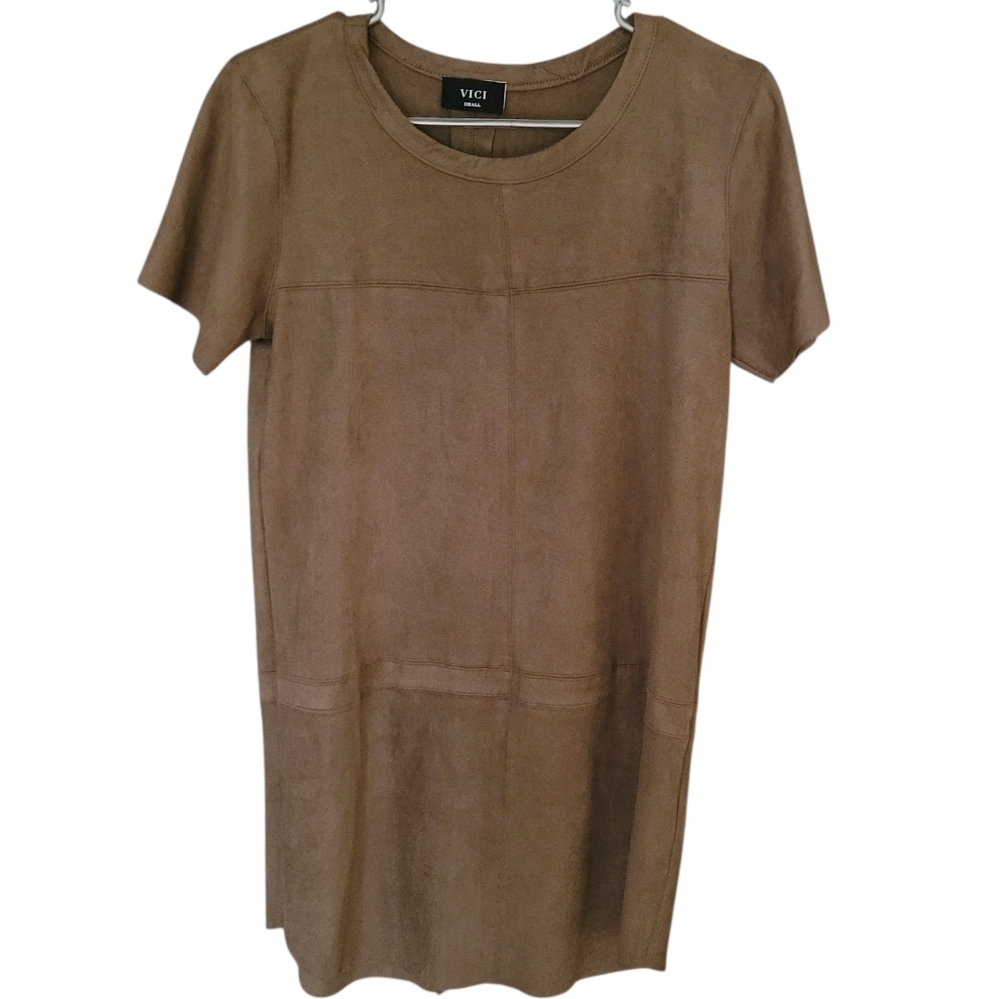 Vici Kacie Faux Suede Shift Dress - Picture 2 of 5
